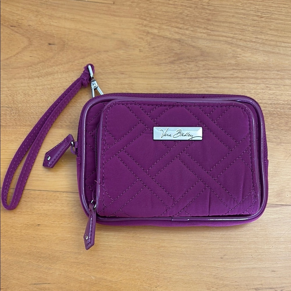 Vera Bradley Purple Wristlet Clutch Wallet Cardholder Zip Around Phone Case